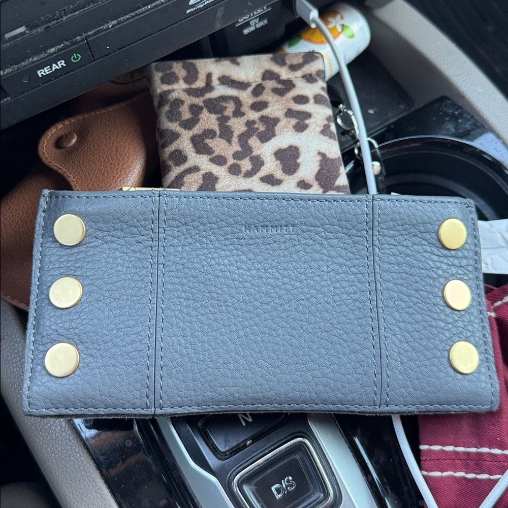 Hammitt 110 North Pebble Leather Gold Studded Checkbook Wallet
